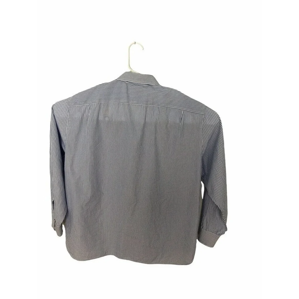 J. Crew Button-down 100% Cotton XL 17-171/2 Striped Long Sleeve White and Blue